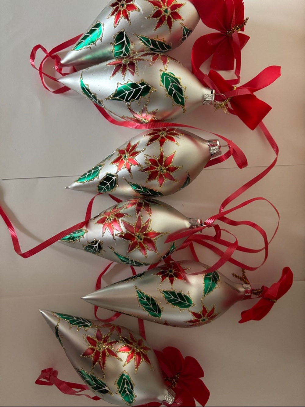 Large glass tear drop Christmas ornaments